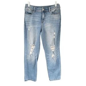 Love Culture Distressed Jeans The So Slimming Crop Denim Blue Wash Size 10